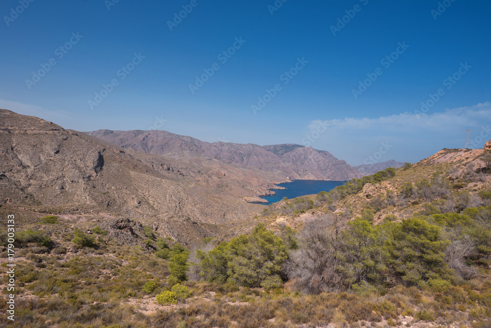 Naklejka premium La Azohia mountain landscape in Cartagena bay, Murcia region, Spain.