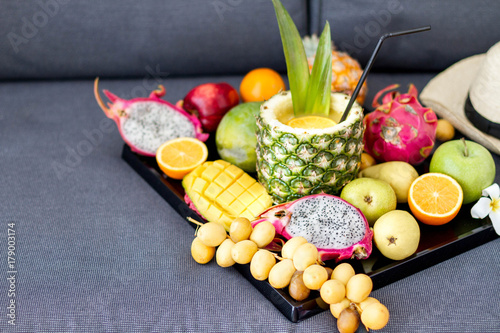 Assortment of exotic fruits  photo