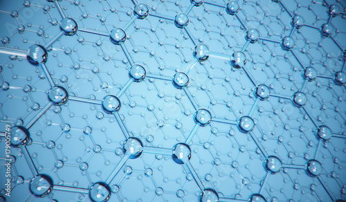 Abstract 3D Rendering of Structure with Spheres，molecule model，science wit background.	