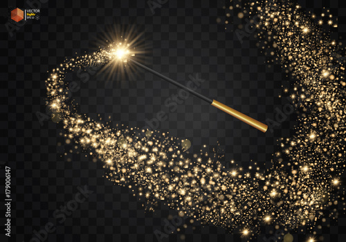 Fotografie, Obraz Magic wand with magical sparkle glitter trail