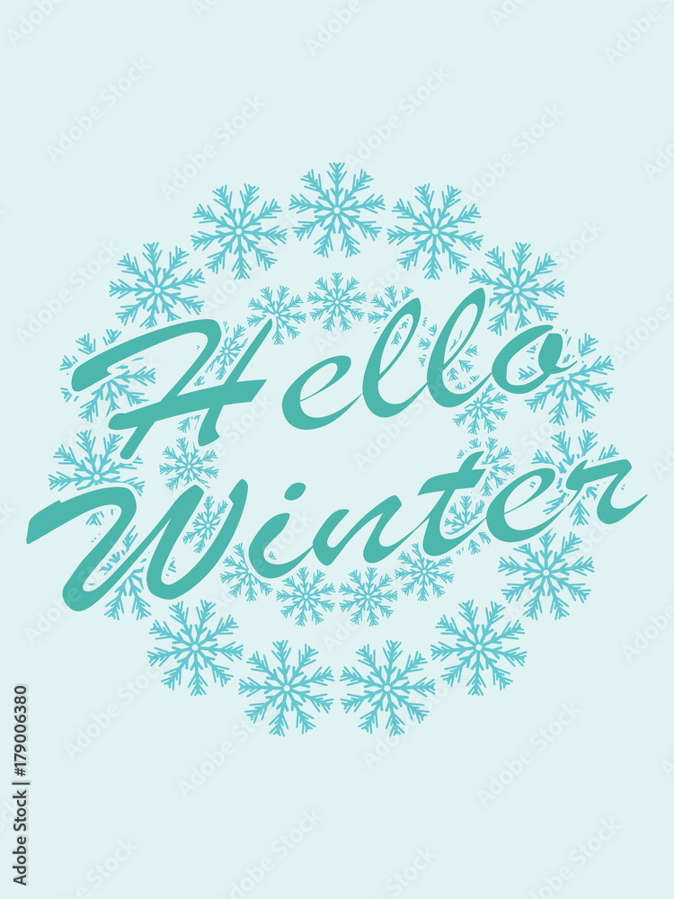 Hello winter decoration with snowflakes