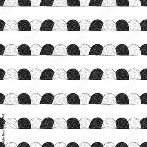 Unique hand drawn seamless pattern with abstract shapes. Vector illustration in scandinavian style