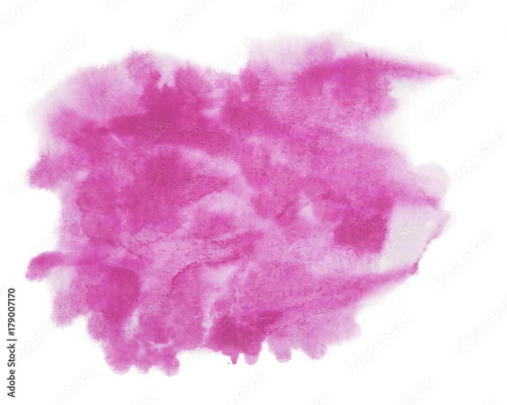 Color, red - pink splash watercolor hand painted isolated on white background, artistic decoration