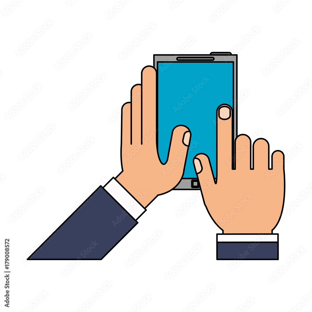 hands holding cellphone icon image vector illustration design 