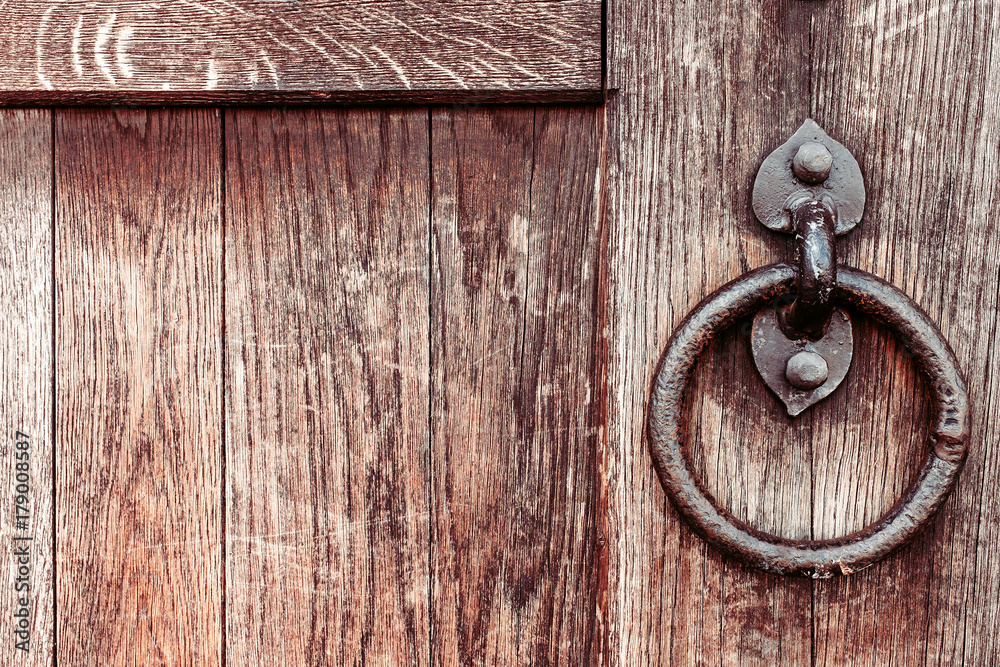 wooden door gate with a forged handle ring wooden door gate with a forged handle ring