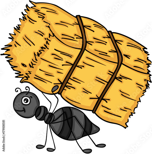Ant carrying a bale of hay
