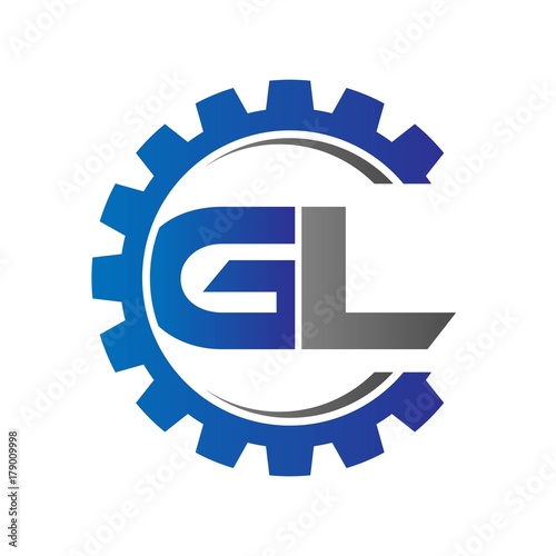 gl initial logo vector with gear blue gray