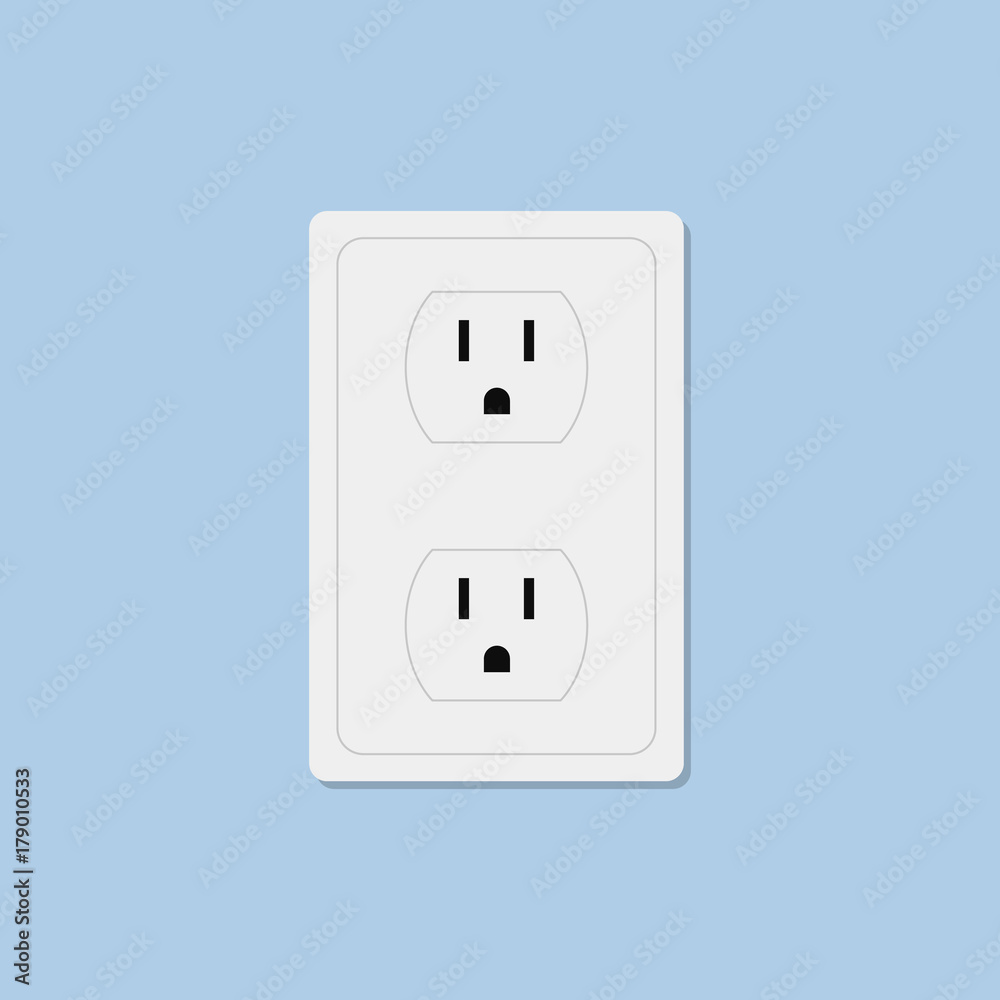 Power socket isolated on blue background Power socket isolated on blue background