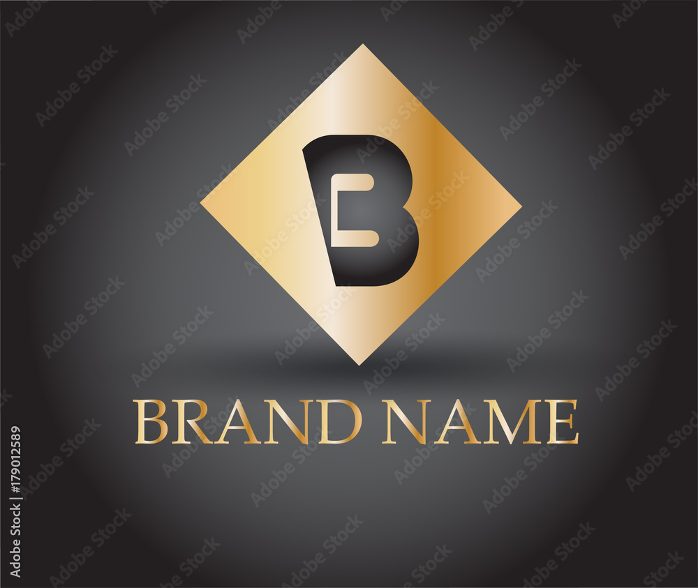 Vector graphic golden square B symbol Vector graphic golden square B symbol
