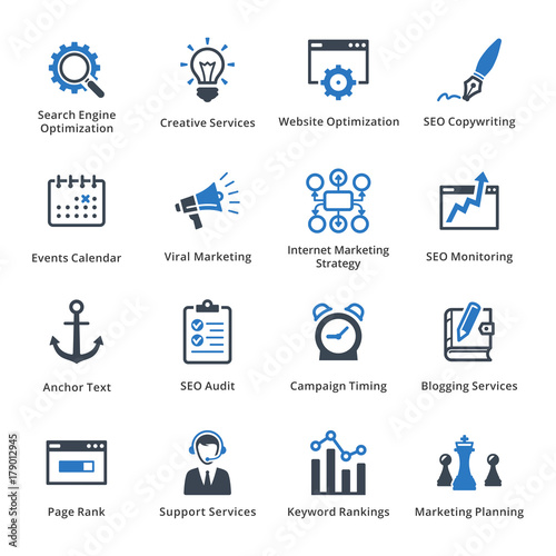 SEO & Internet Marketing Icons Set 5 - Blue Series
