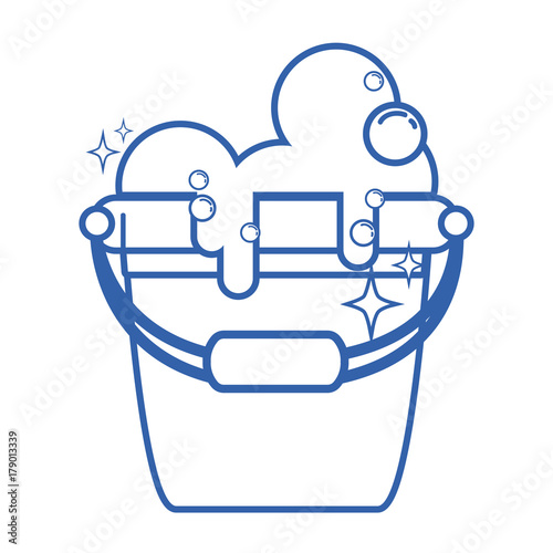 line laundry pail with detergent bubbles to clean