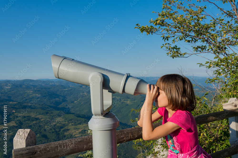 A girl on the viewpoint of the Banjska stena on Mount Tara