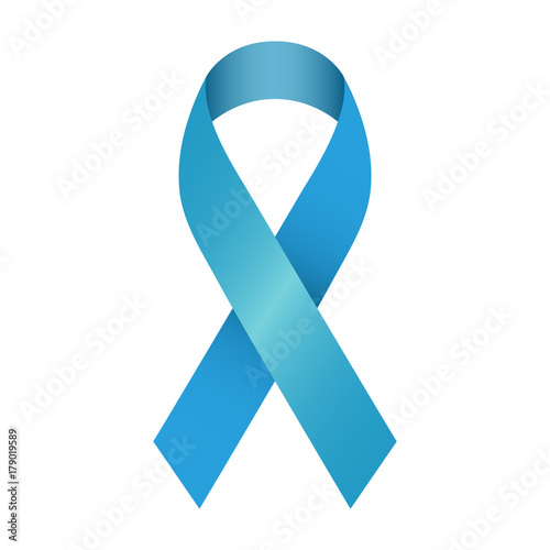 Blue ribbon vector illustration with 3d style lightning isolated on white background. prostate cancer awareness icon and symbol.