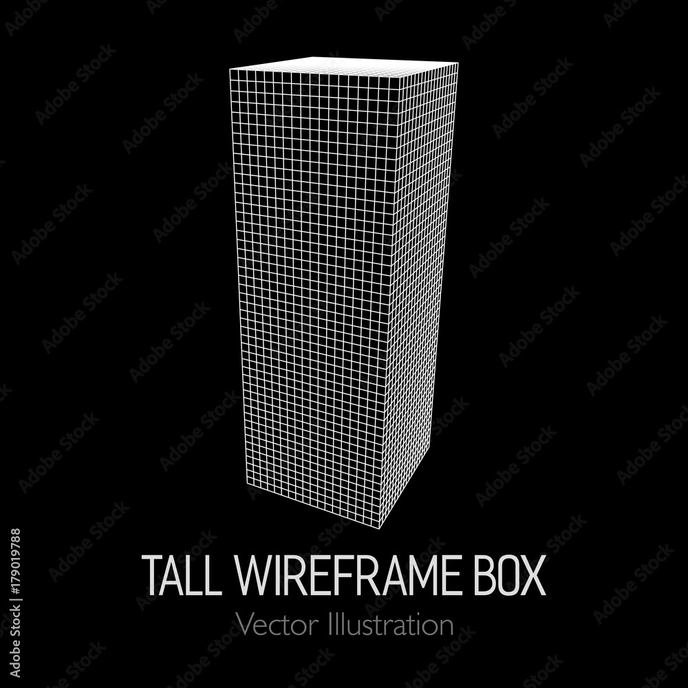 Tall vertical rectangle box. Retail wireframe poly mesh vector illustration concept Tall vertical rectangle box. Retail wireframe poly mesh vector illustration concept