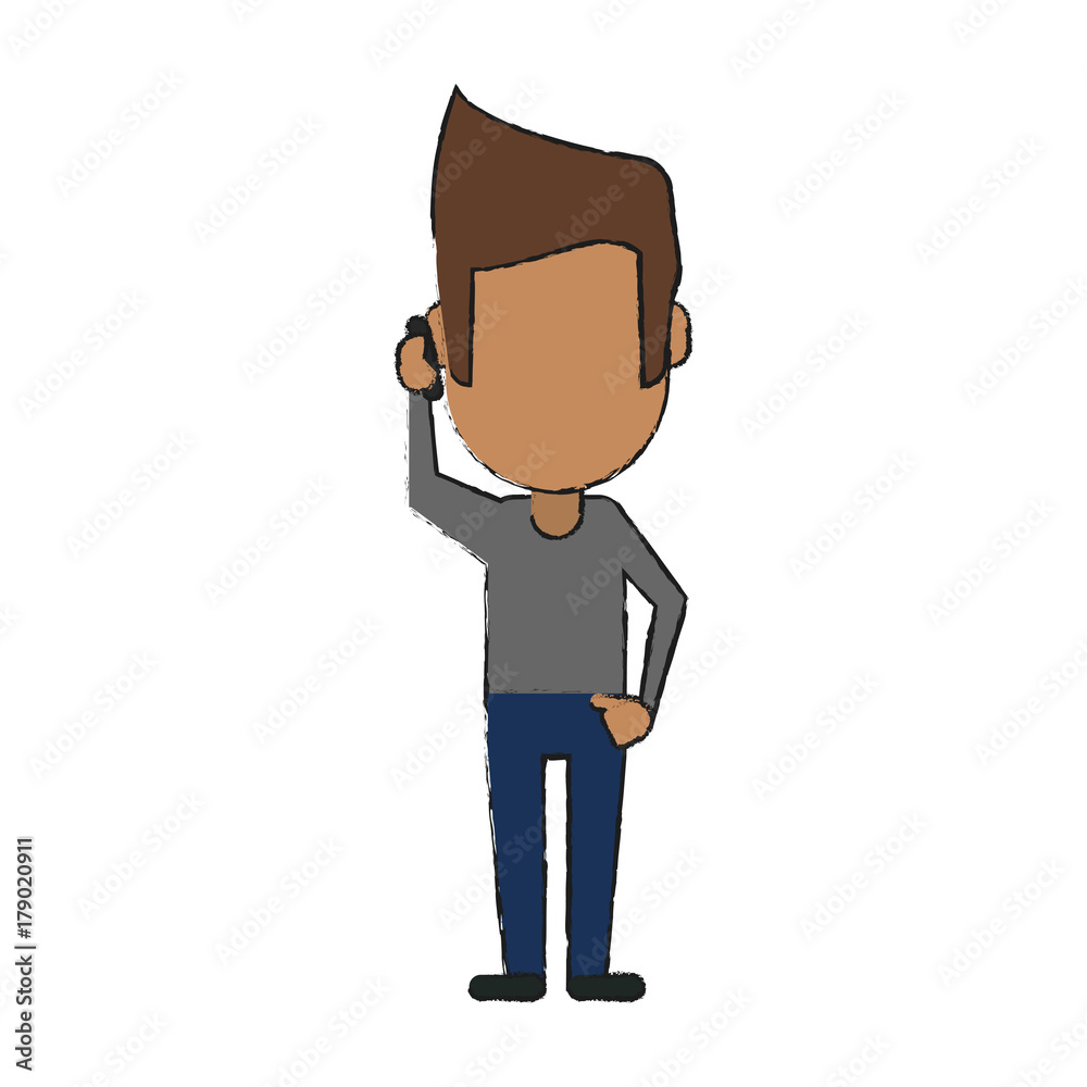 man avatar using cellphone icon image vector illustration design 