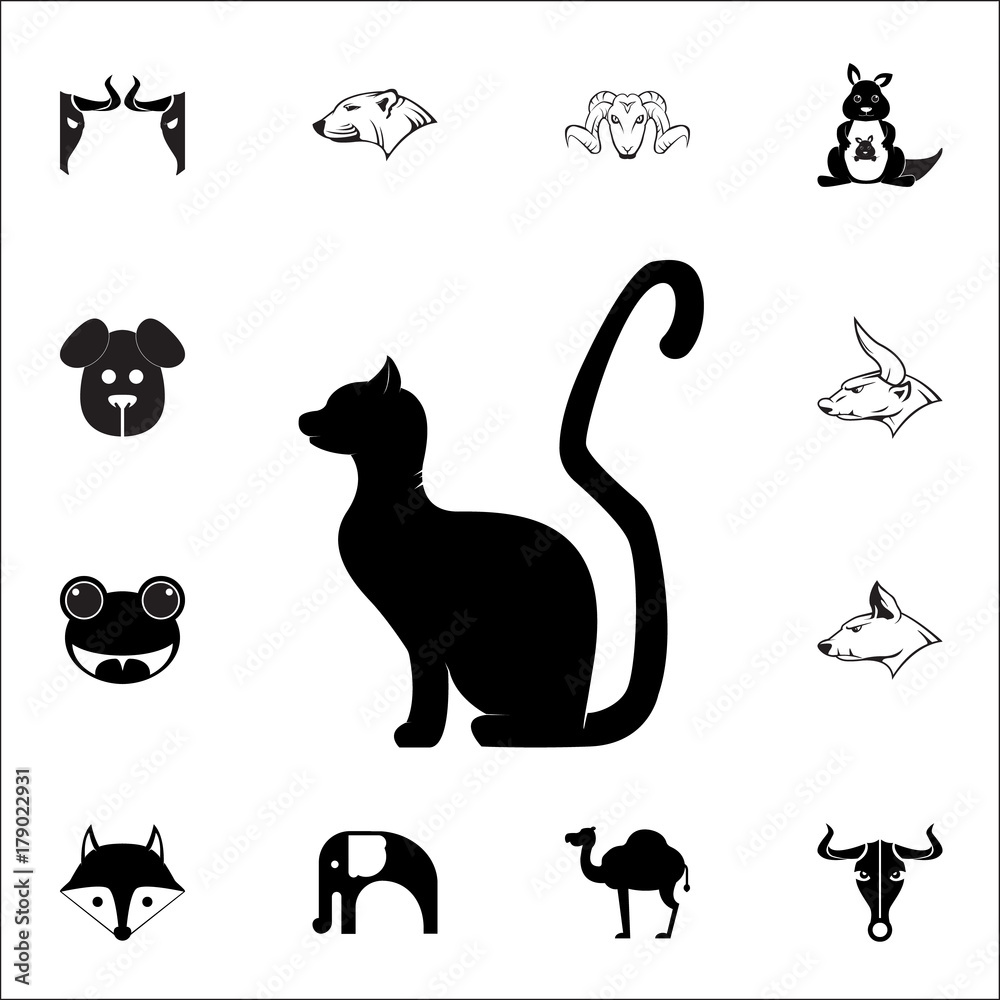 black cat silhouette icon. Set of animal icons. You can use in web or app icons