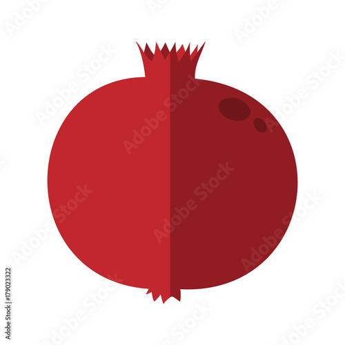 Whole pomegranate design juicy fresh fruit icon. Raw pomegranate flat cartoon vector illustration template.