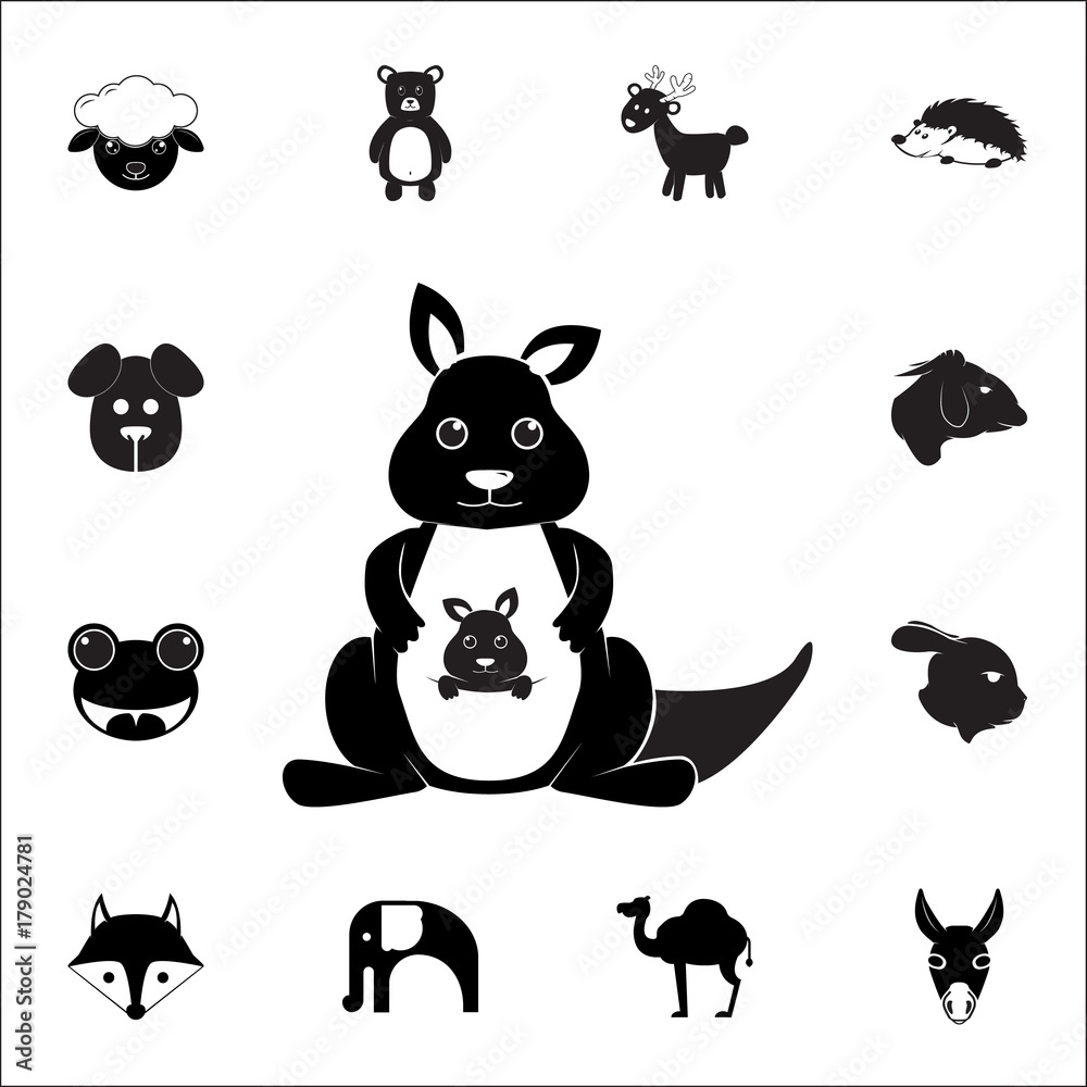 Obraz premium kangaroo with cub icon. Set of animal icons. You can use in web or app icons