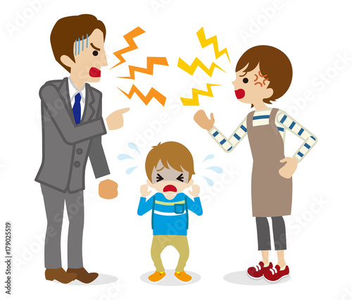 Quarreling Parents and crying son