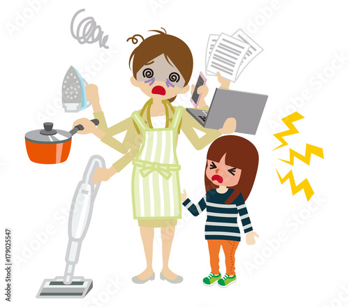 Overworked employee mother