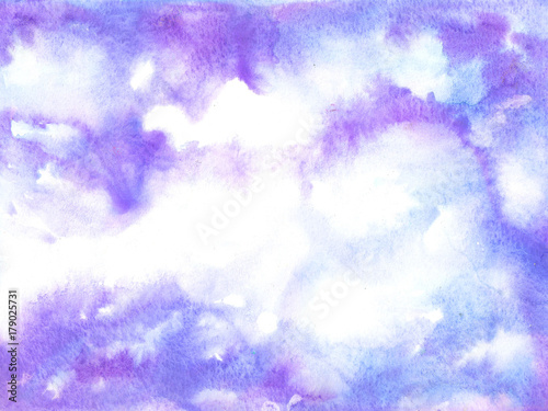 Watercolor wet violet and blue background