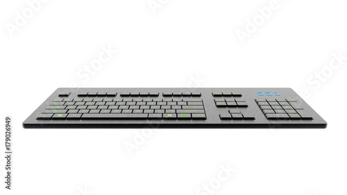 normal keyboard in front of the scence isolated with white