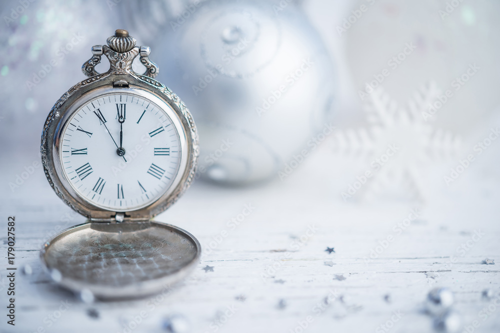 Antique clock for New Year background