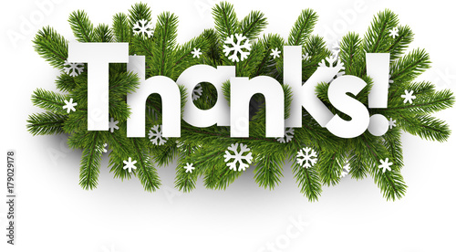 Winter thanks background with snowflakes.