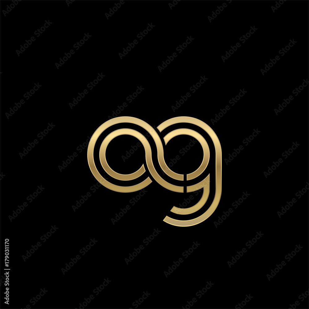 Initial lowercase letter ag, linked outline rounded logo, elegant golden color on black background Initial lowercase letter ag, linked outline rounded logo, elegant golden color on black background
