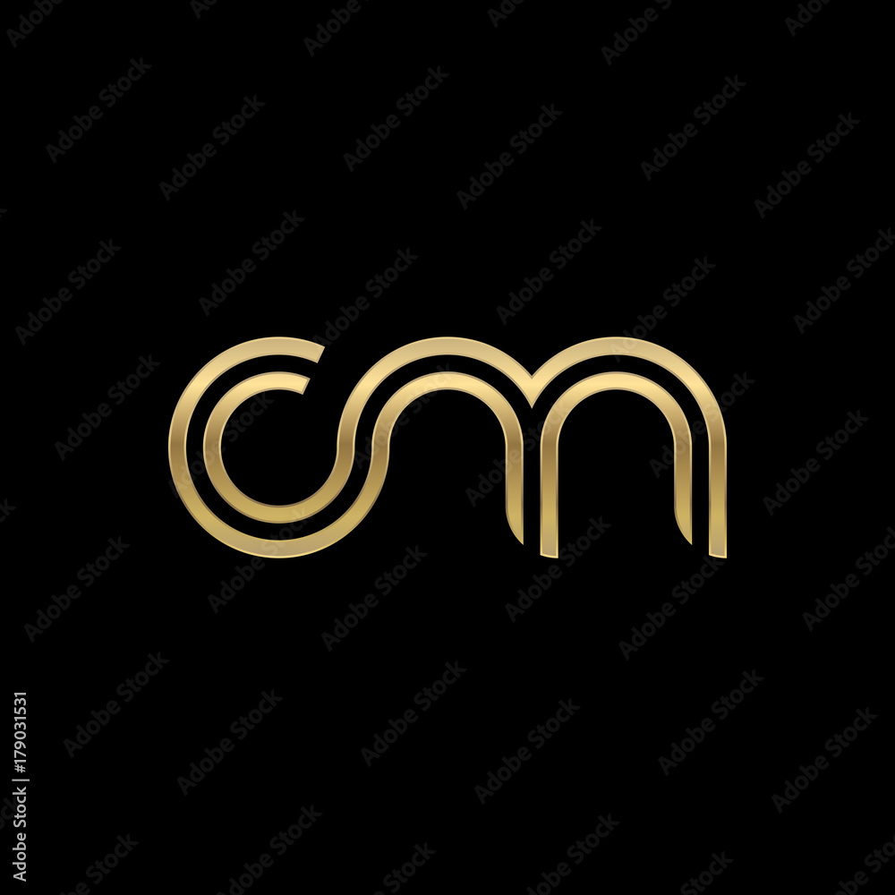 Initial lowercase letter cm, linked outline rounded logo, elegant ...