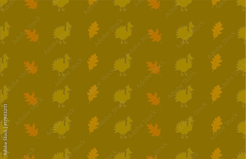 Thanksgiving Pattern Background with Turkeys and Leaves Thanksgiving Pattern Background with Turkeys and Leaves