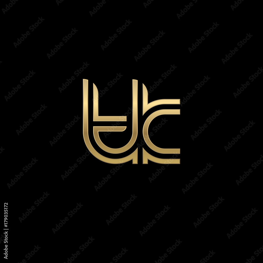 Initial lowercase letter tk, linked outline rounded logo, elegant golden color on black background
