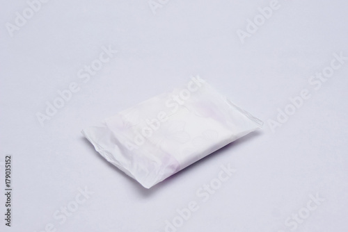 Disposable Sanitary Pads Over White Background