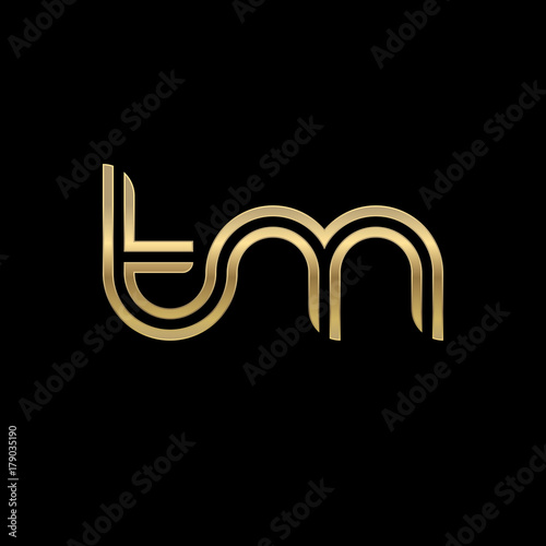 Obraz na płótnie Initial lowercase letter tm, linked outline rounded logo, elegant golden color o
