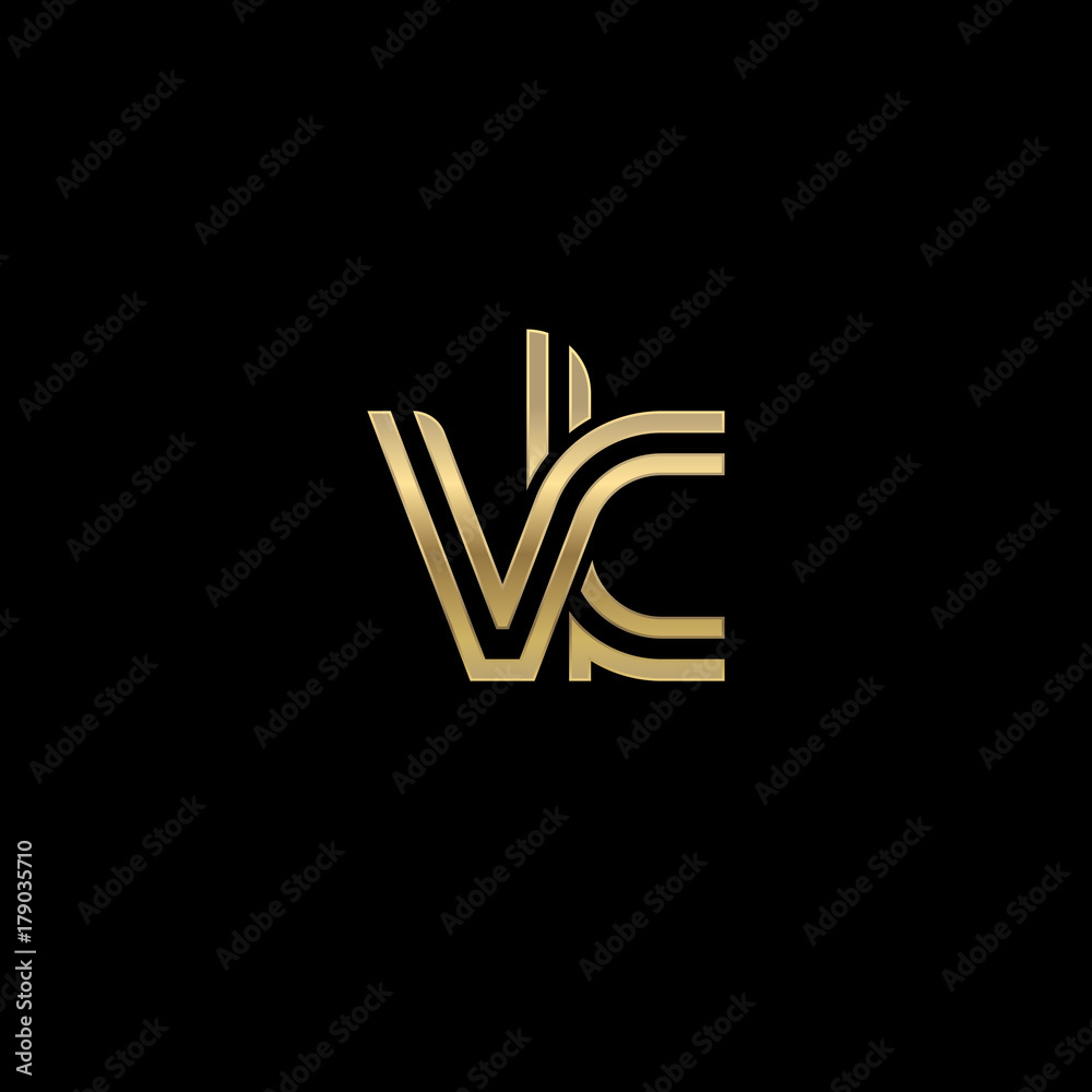 Initial lowercase letter vk, linked outline rounded logo, elegant golden color on black background Initial lowercase letter vk, linked outline rounded logo, elegant golden color on black background