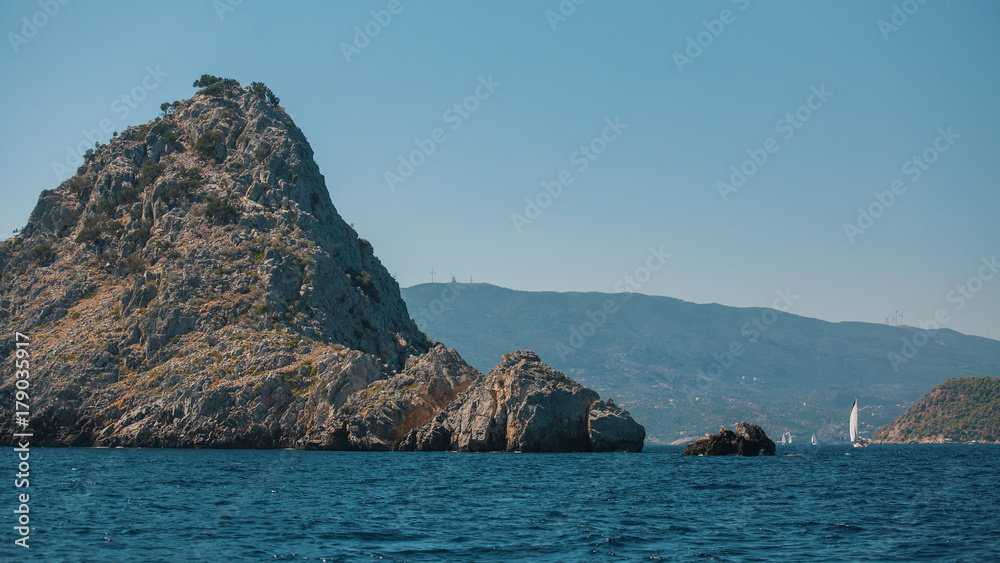 Among Greek island in the Aegean Sea.