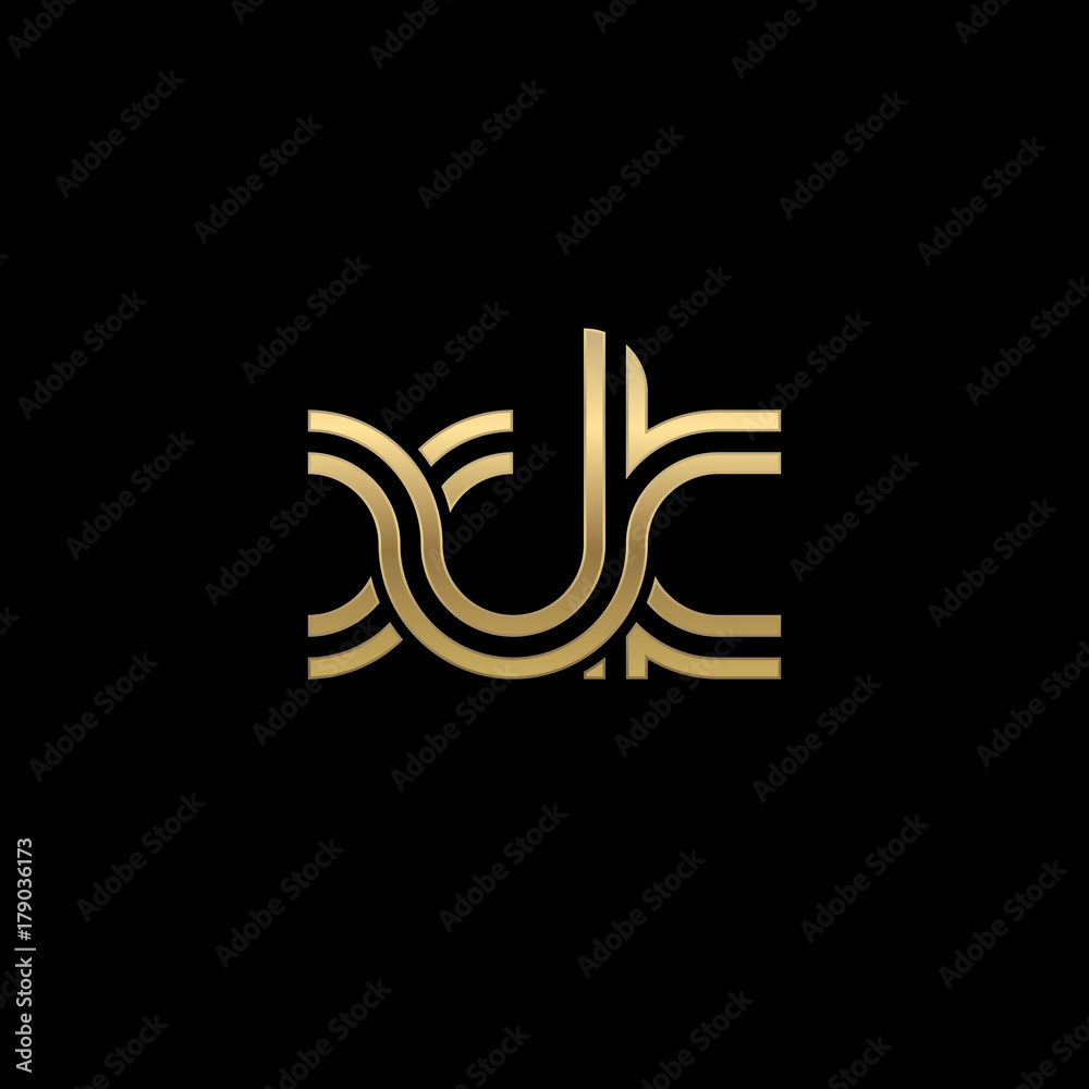 Initial lowercase letter xk, linked outline rounded logo, elegant golden color on black background