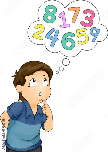 Kid Boy Thinking Numbers