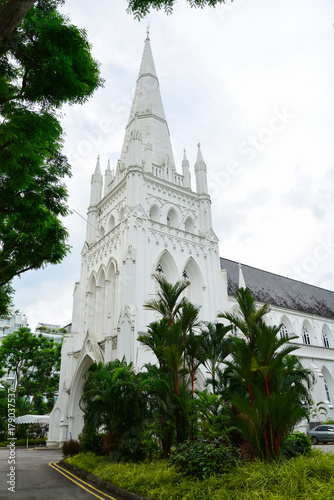 Exterior design of St. Andrew's Cathedral in Singapore photo