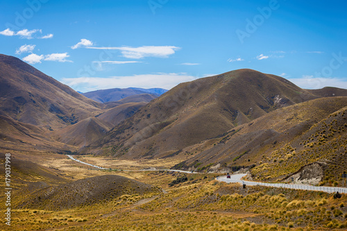 Panorama Road in Lindis Pass ,Otago region, New Zealand