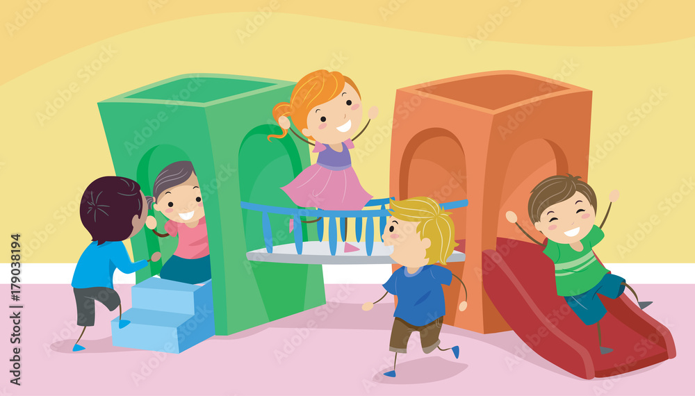Stickman Kids Indoor Play Ground Illustration Stickman Kids Indoor Play Ground Illustration