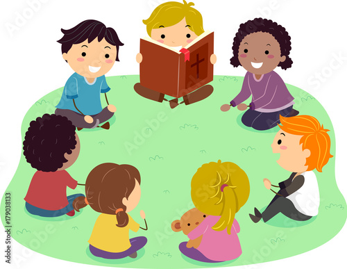 Stickman Kids Bible Reading Illustration