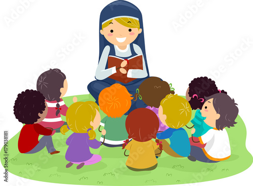 Stickman Kids Nun Bible Out...