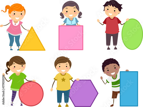 Stickman Kids Basic Shapes Illustration