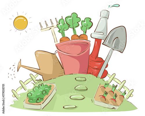 Garden Plot Tools Illustration