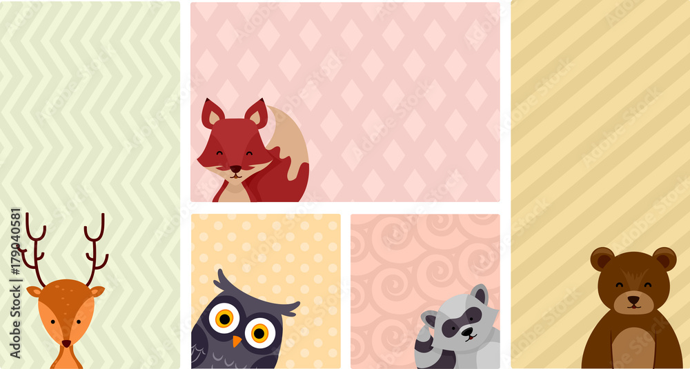 Woodland Animals Background Stock Vector | Adobe Stock