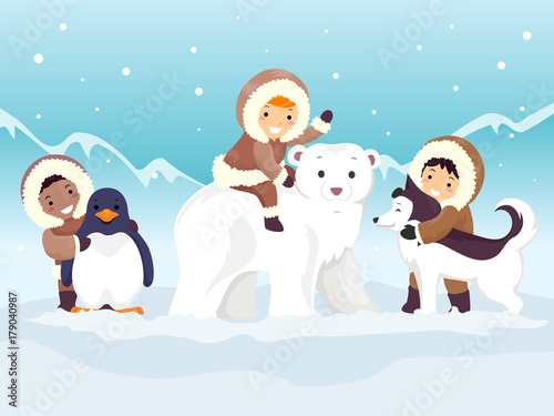 Stickman Kids North Pole Animals