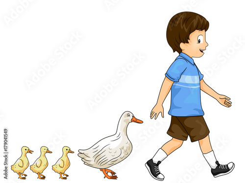 Kid Boy Duck Ducklings Parade