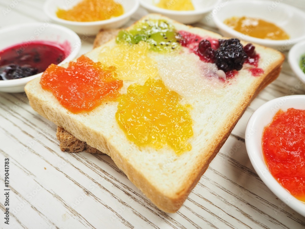 Jam fruit with bread slice Jam fruit with bread slice