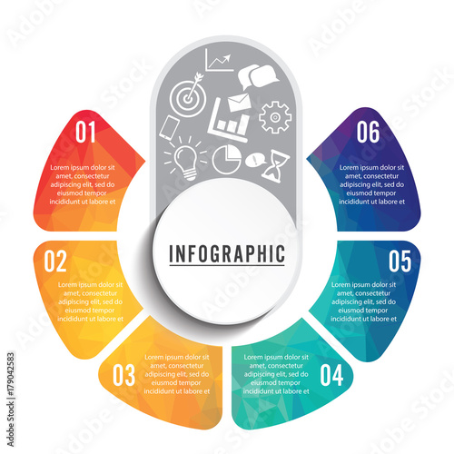 Vector illustration infographics 6 options. Template for brochure, business, web design